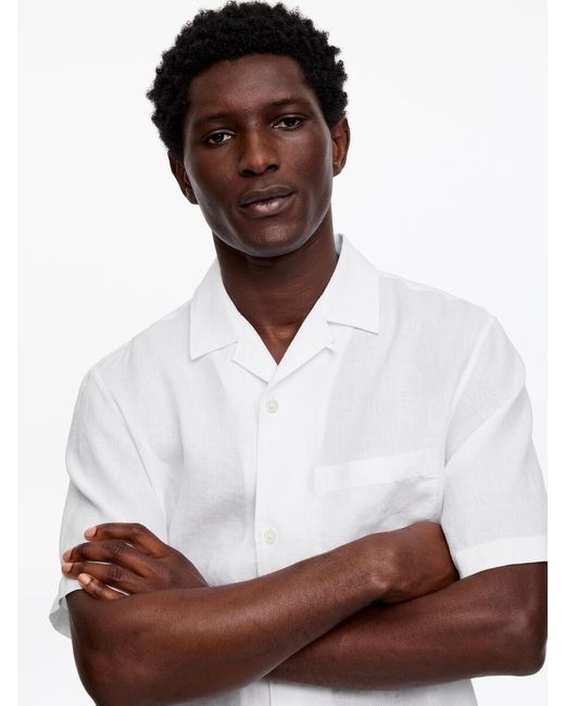 ARKET White Relaxed Linen Resort Shirt for men