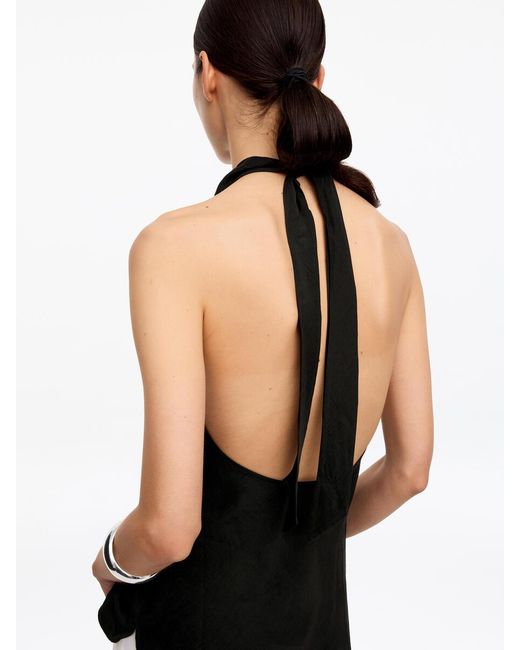 ARKET Black Linen Blend Halterneck Top