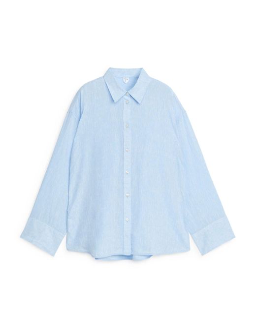 ARKET Blue Loose Linen Shirt
