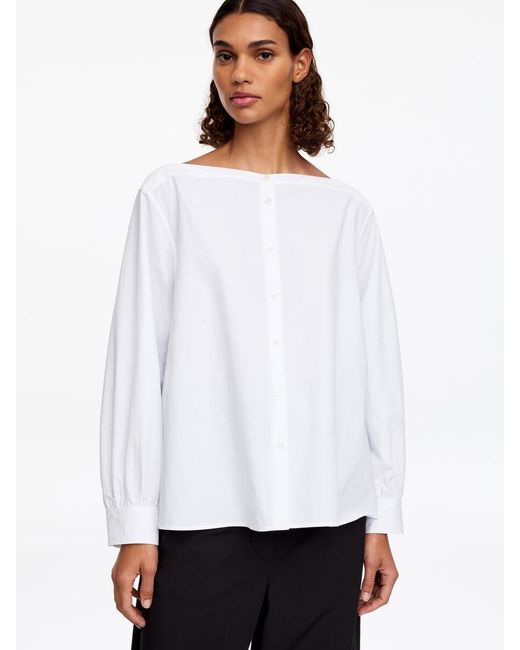 ARKET White Boat-Neck Cotton Blouse