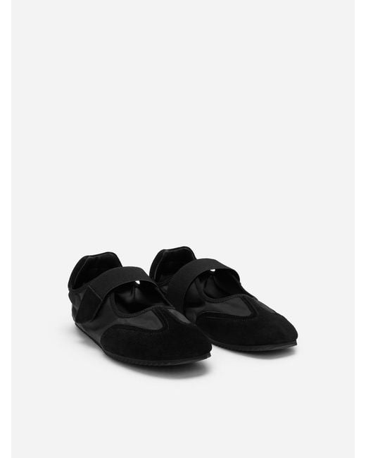 ARKET White Suede Nylon Mary Janes