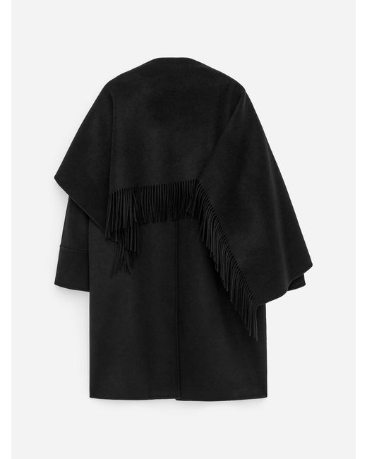 ARKET Black Doublé Wool-Blend Cape Coat