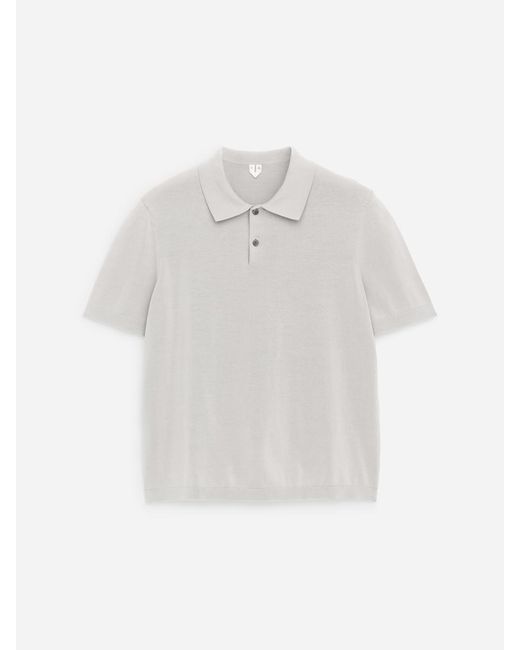 ARKET White Fine-Knit Polo Shirt for men