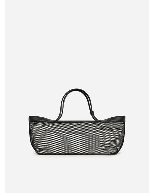 ARKET White Leather-Detail Mesh Tote Bag