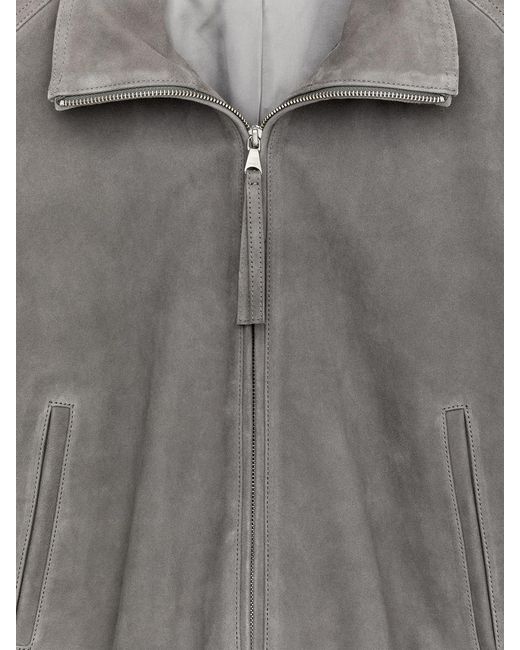 ARKET Gray Boxy Suede Jacket