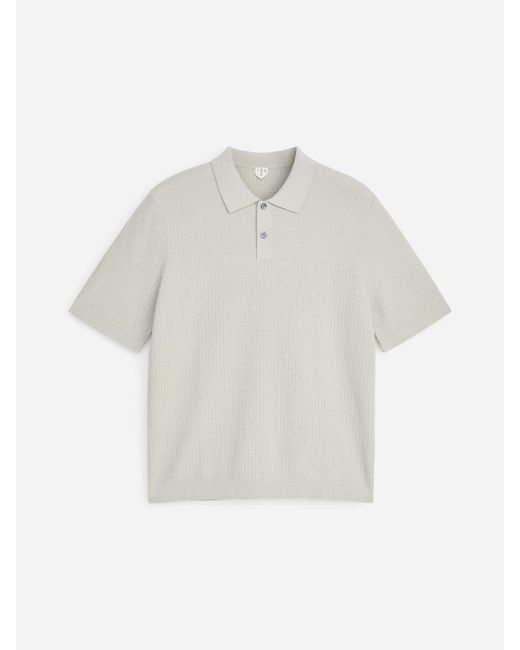ARKET Gray Knitted Cotton Polo Shirt for men