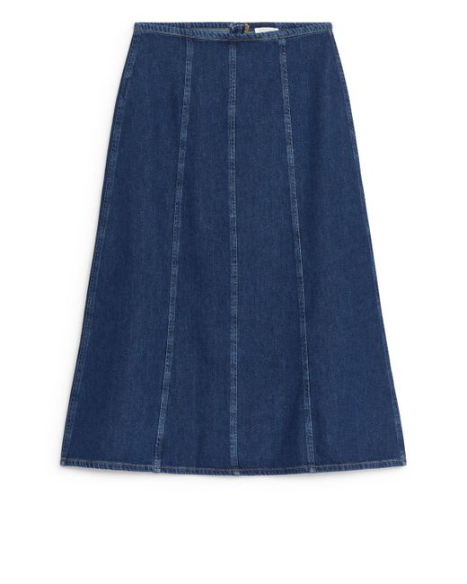 ARKET Blue Flared Denim Skirt