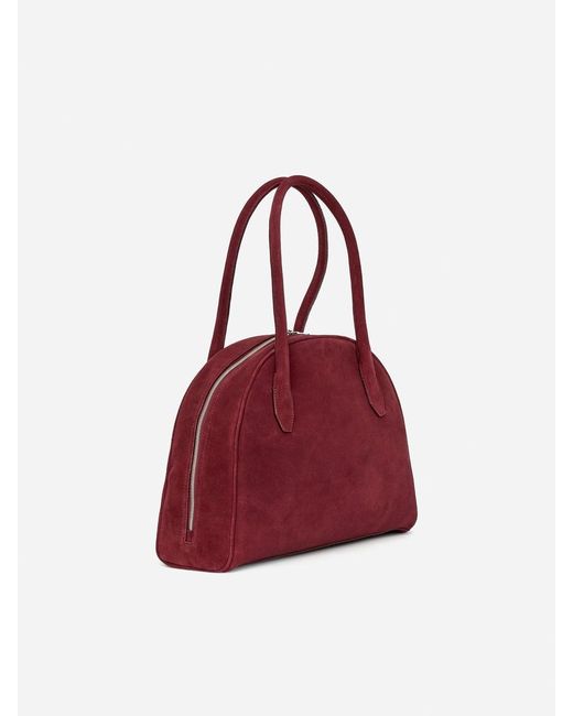 ARKET Red Split Suede Bowling Bag