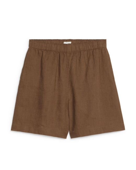 ARKET Brown Relaxed Linen Shorts