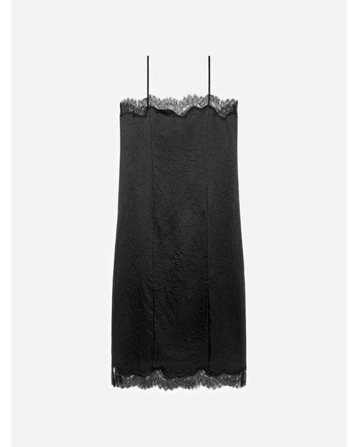 ARKET Black Lace-Trimmed Slip Dress