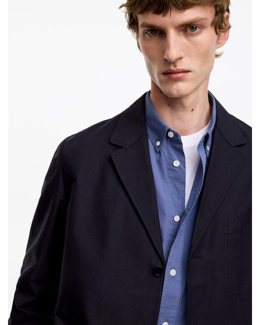 ARKET Blue Cotton Hopsack Blazer for men