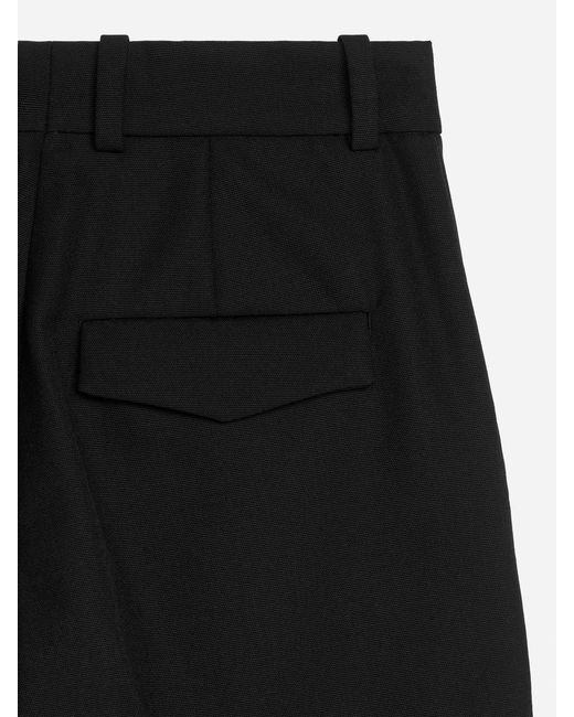 ARKET Black High-Waist Pleated Trousers