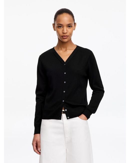 ARKET Black Merino Wool Cardigan