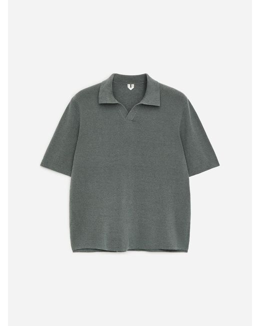 ARKET Gray Cotton Linen Polo Shirt for men