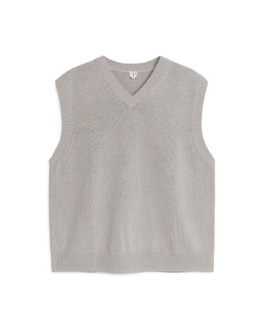 ARKET Gray Knitted Linen Cotton Vest for men