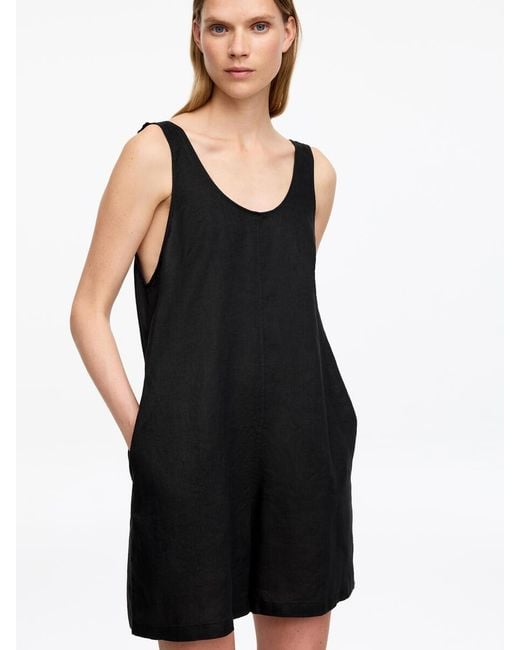 ARKET Black Short Linen Jumpsuit