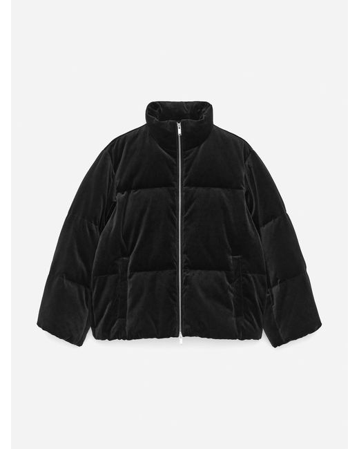 ARKET Black Velvet Puffer Jacket