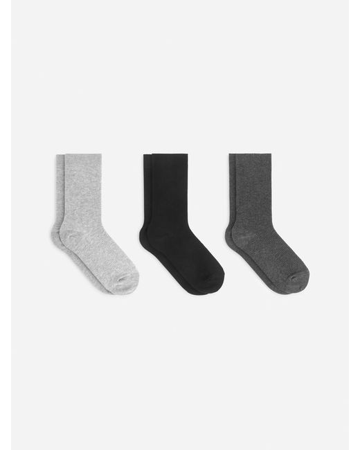 ARKET White Cotton Rib Socks Set Of 3
