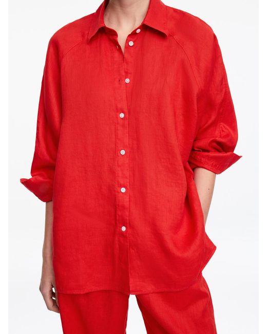 ARKET Red Relaxed Linen Shirt