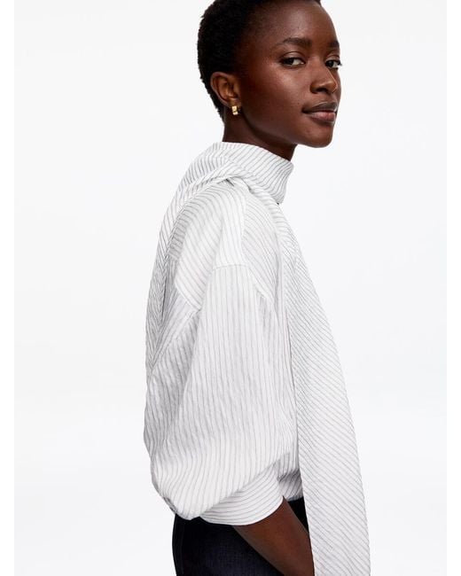 ARKET White Detachable Scarf Blouse