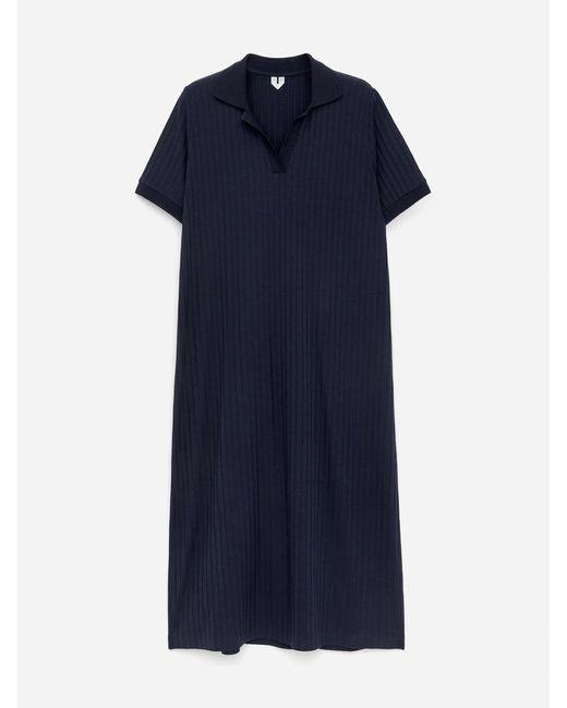 ARKET Blue Rib-Knit Polo Dress