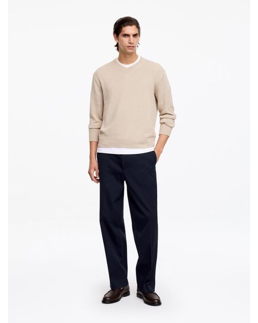 ARKET White Wide Dressed Cotton Trousers for men