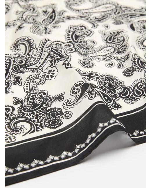 ARKET Black Cotton-Silk Paisley Scarf