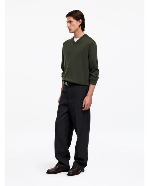 ARKET Green Merino V-Neck Jumper for men