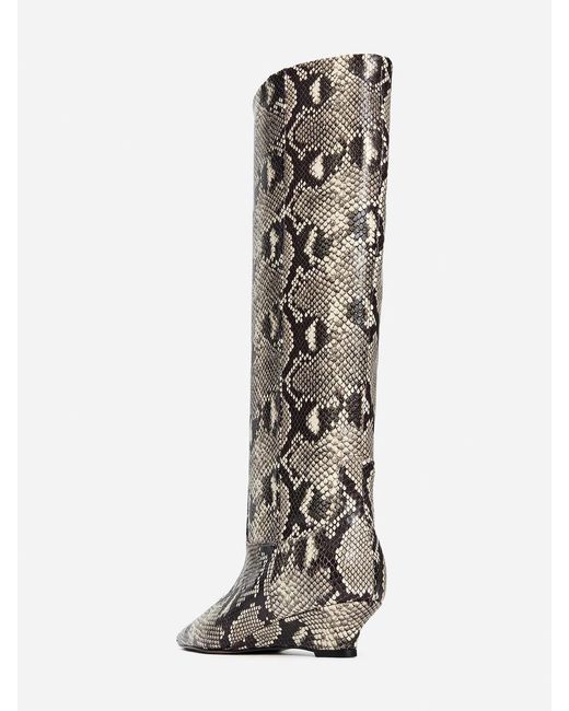 ARKET Black Wedge-Heel Leather Boots