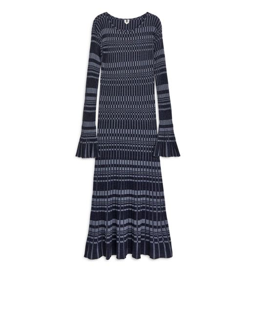 ARKET Blue Wool-blend Rib Dress