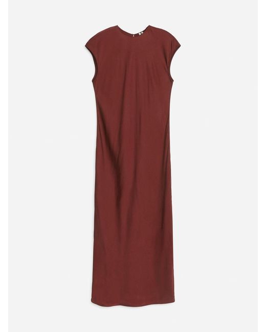 ARKET Red Cap-Sleeve Maxi Dress