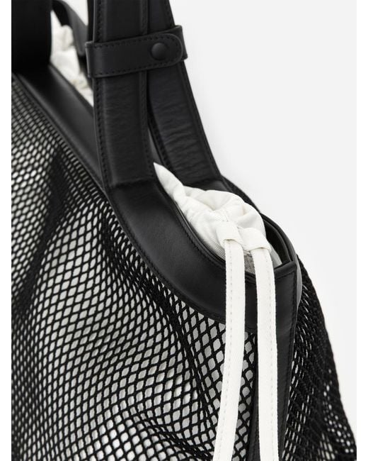 ARKET White Leather-Detail Mesh Tote Bag