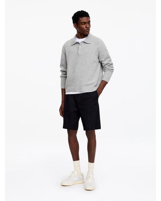 ARKET Gray Knitted Cotton Blend Polo Shirt for men