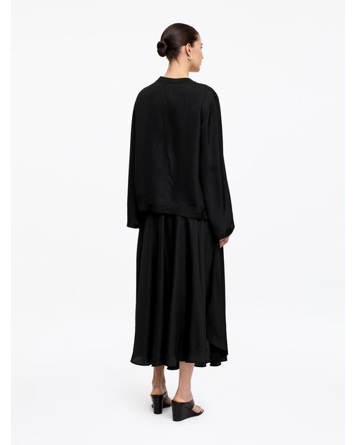 ARKET Black Long-Sleeve Satin Top