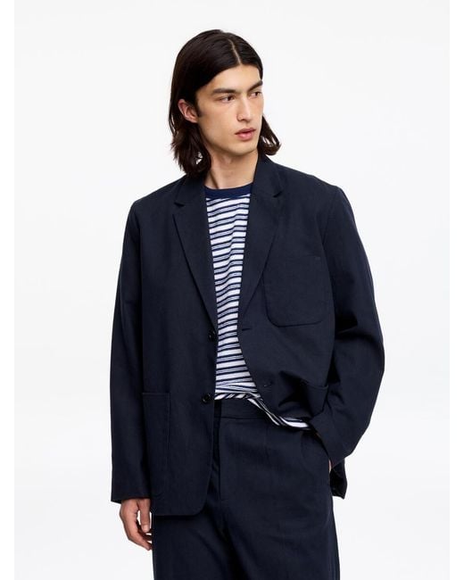 ARKET Blue Linen Blend Blazer for men