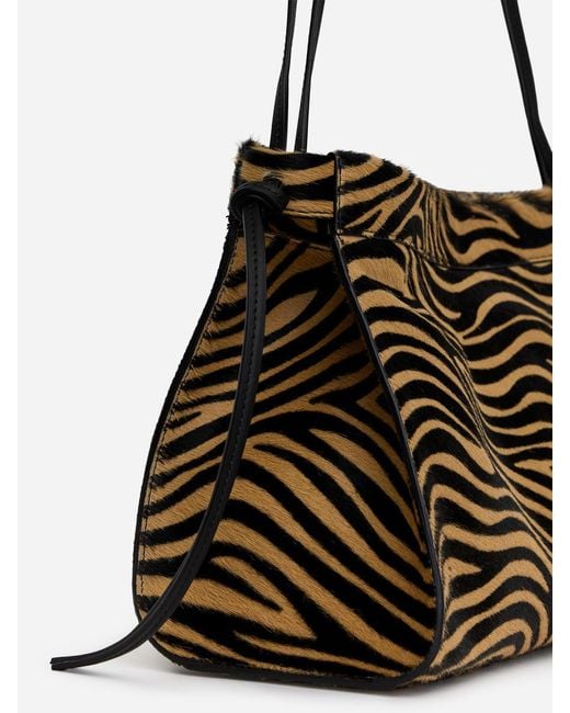 ARKET Natural Zebra-Print Leather Shoulder Bag