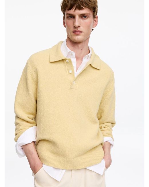 ARKET Natural Knitted Cotton Blend Polo Shirt for men