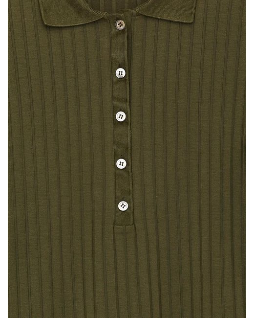 ARKET Green Wide-Rib Polo Shirt