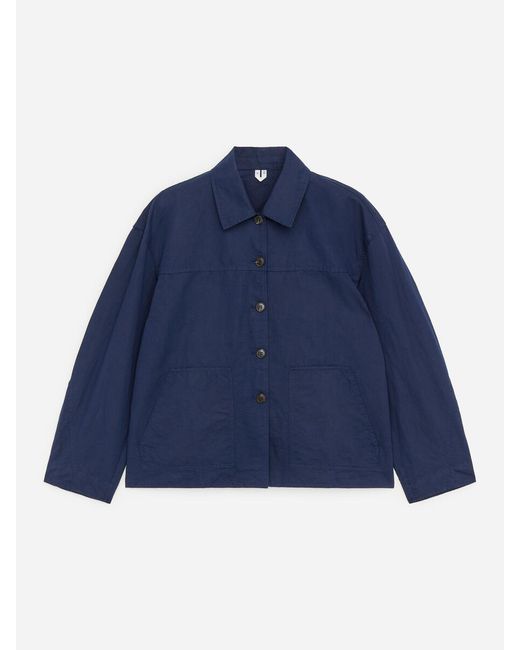 ARKET Blue Linen-Cotton Overshirt