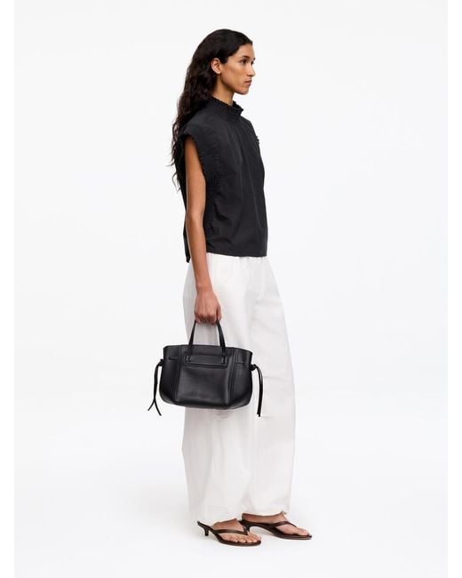 ARKET Black Smocked Cotton Poplin Top