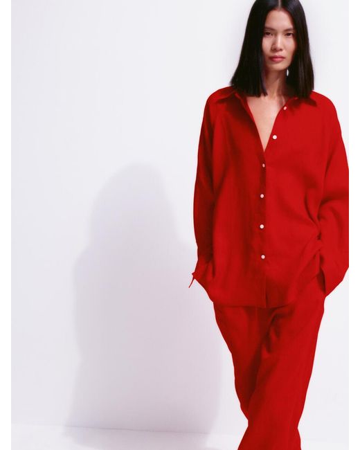 ARKET Red Relaxed Linen Shirt