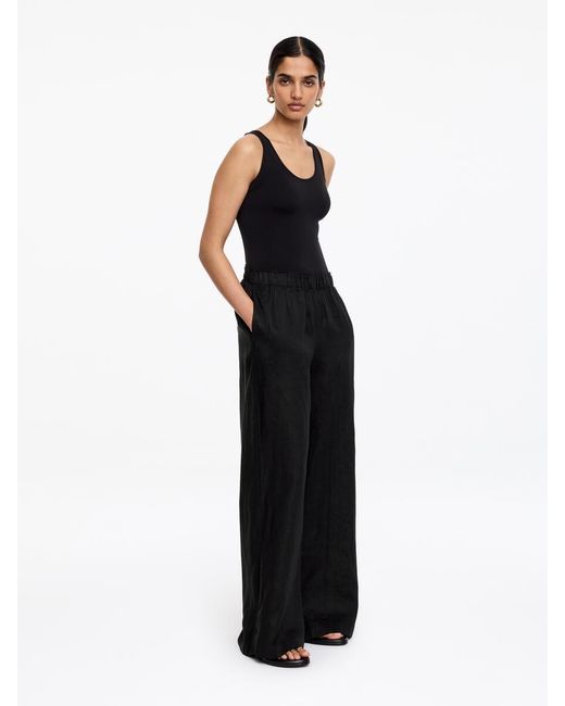 ARKET Black Wide Linen Trousers