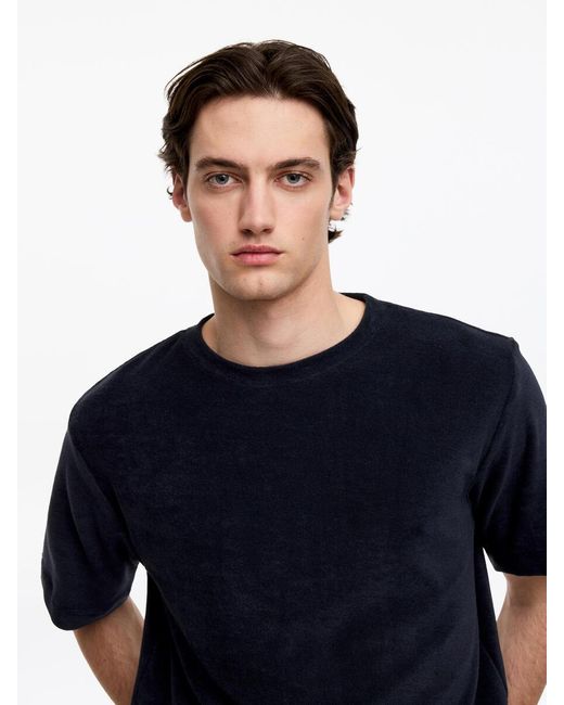 ARKET Blue Cotton Towelling T-Shirt for men