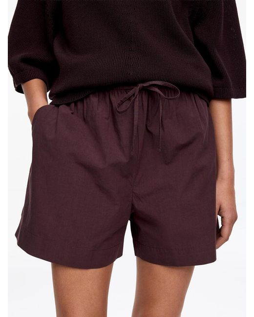 ARKET Red Drawstring Poplin Shorts