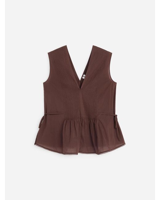 ARKET Brown Pintuck Top