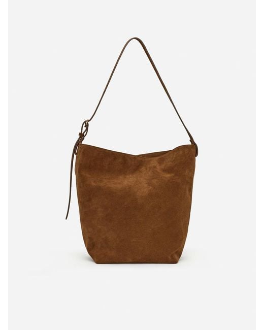 ARKET White Veloursledertasche