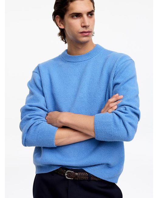 ARKET Blue Knitted Crewneck Jumper for men