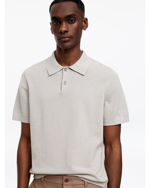 ARKET White Fine-Knit Polo Shirt for men