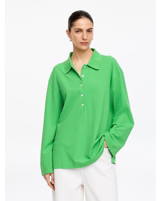 ARKET Green Pique Polo Shirt