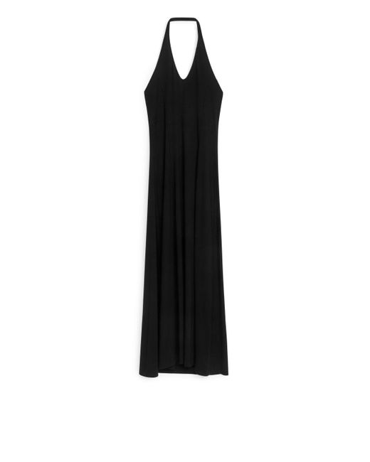 ARKET Black Halterneck Midi Dress